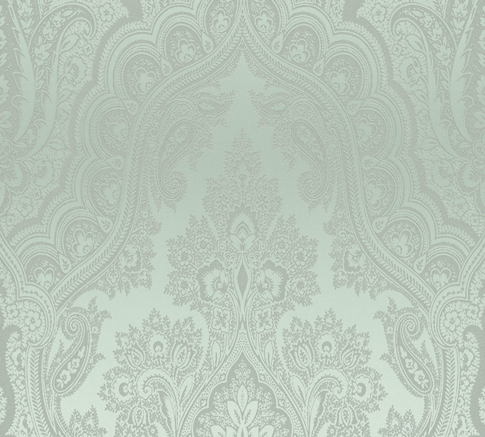 My Home My Spa - Boho Ombre Glamour damask wallpaper AS Creation Roll Green  387081