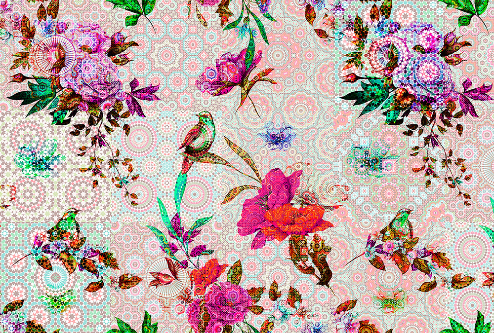 Walls By Patel - Mosaic Garden digital print AS Creation Pink   110196