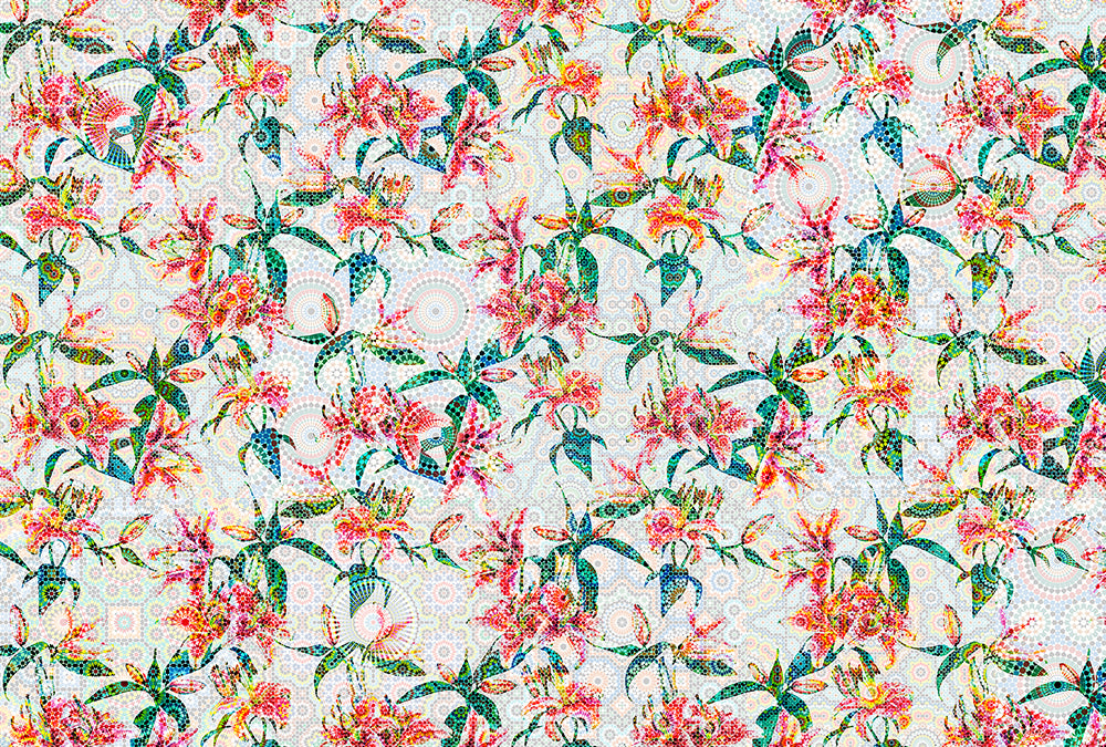 Walls By Patel -Mosaic lilies digital print AS Creation Orange   110211