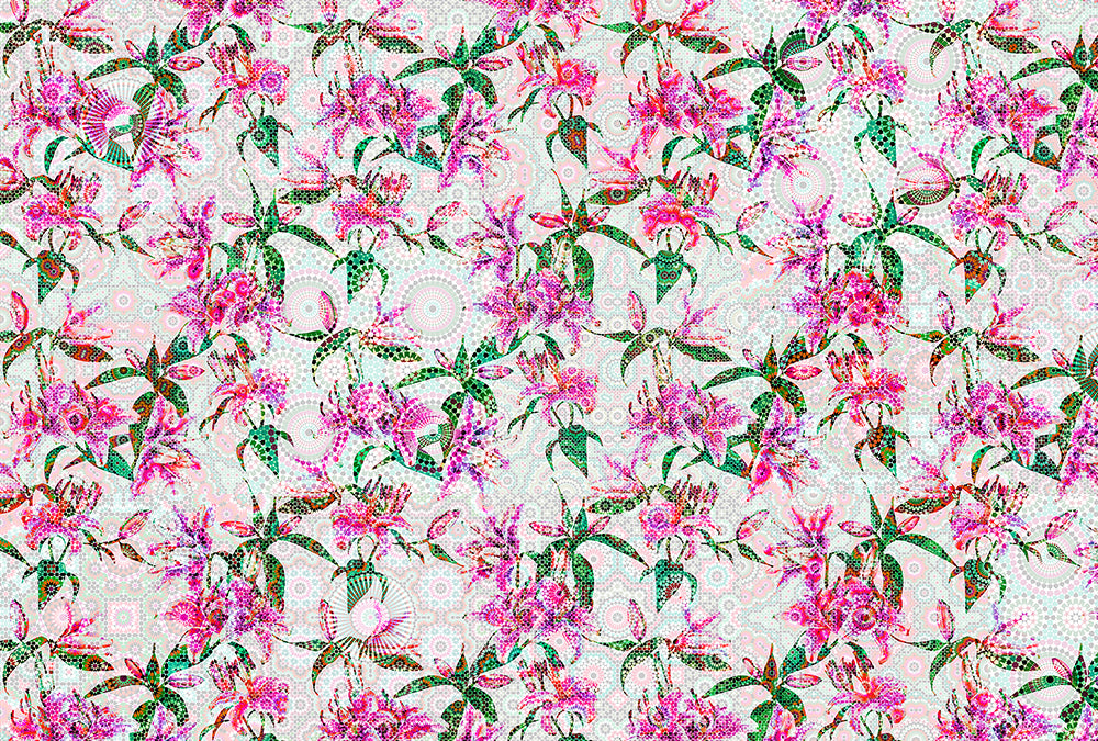 Walls By Patel -Mosaic lilies digital print AS Creation Pink   110216