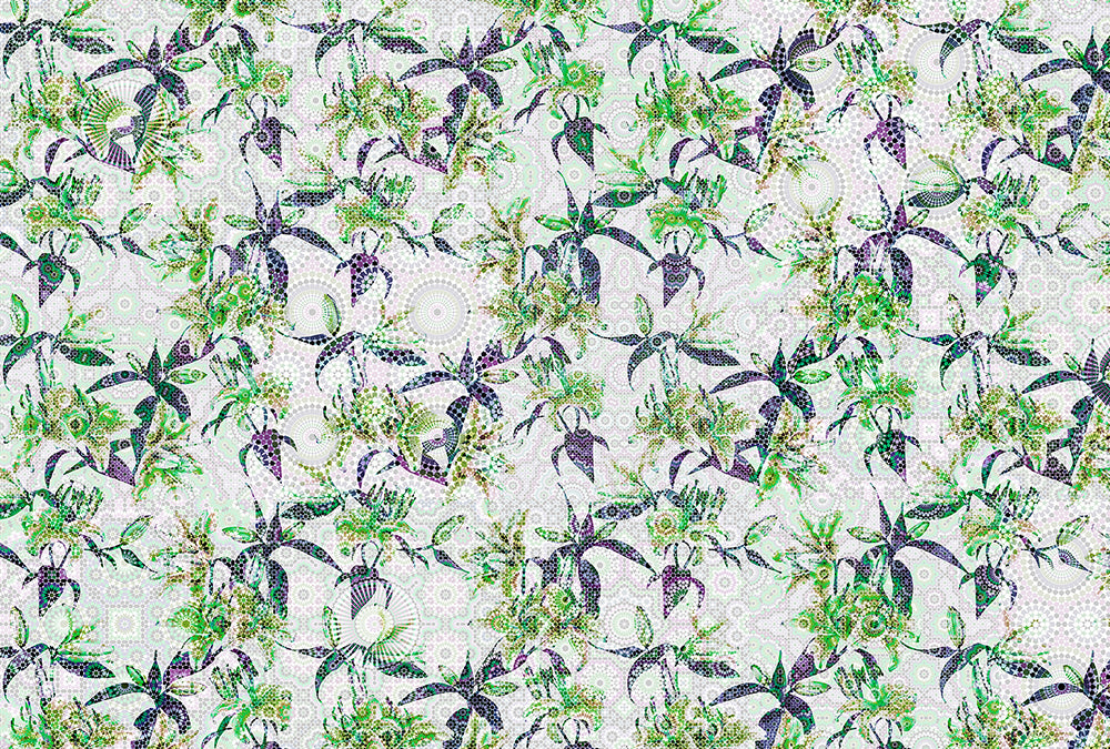 Walls By Patel -Mosaic lilies digital print AS Creation Green   110221