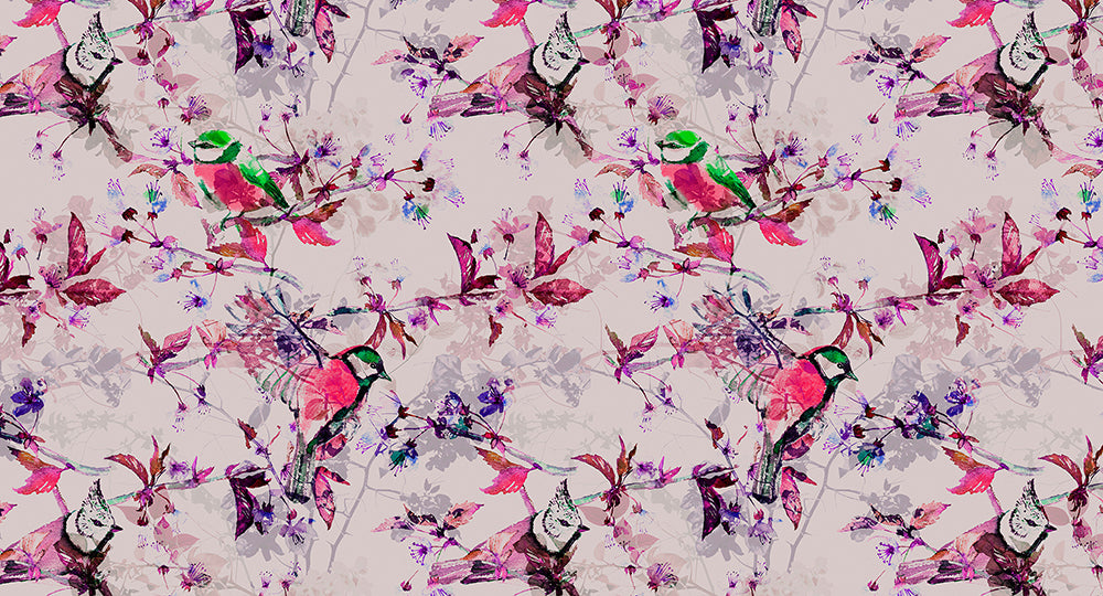 Walls By Patel - Songbirds digital print AS Creation Pink   110226