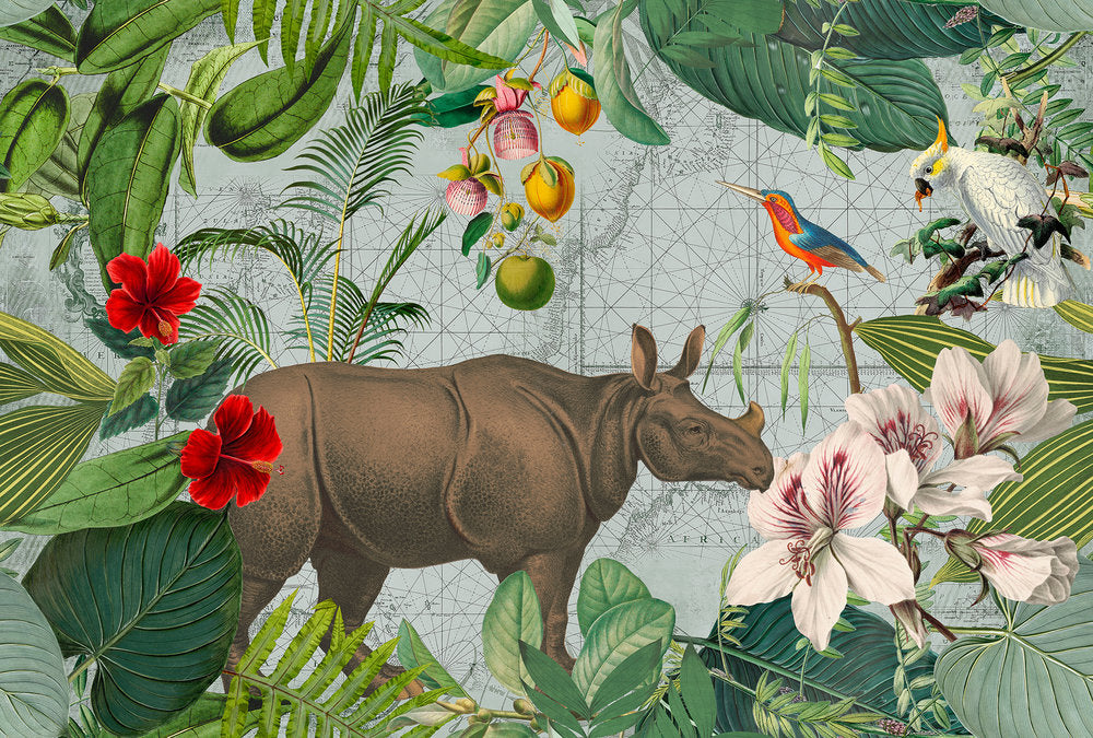 ARTist - Jungle Rhino digital print AS Creation Green   119725