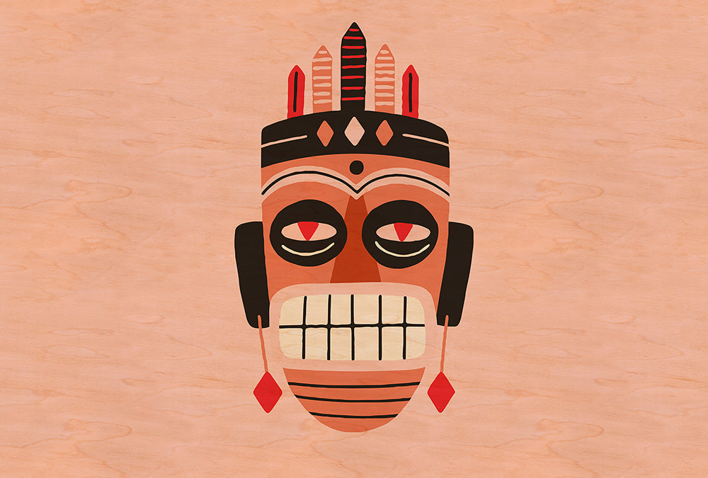 Walls by Patel 3 - Overseas African Mask digital print AS Creation Orange   DD121932