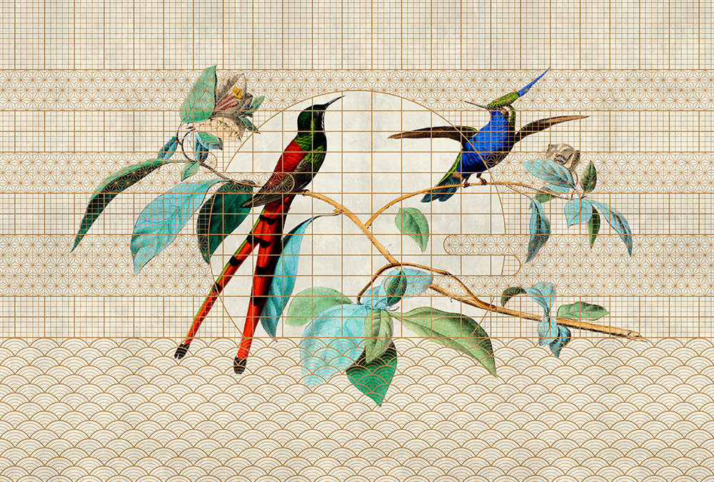 Walls by Patel 3 - Aviary Songbirds digital print AS Creation Beige   DD122432