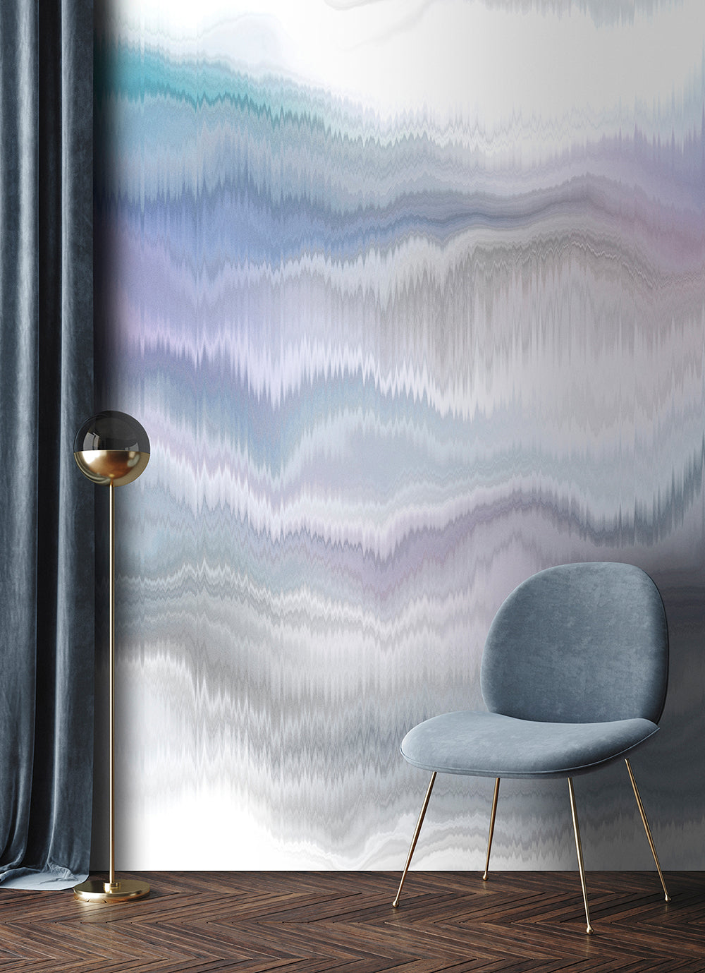 Walls by Patel 3 - Pastel Palace Blue digital print AS Creation    
