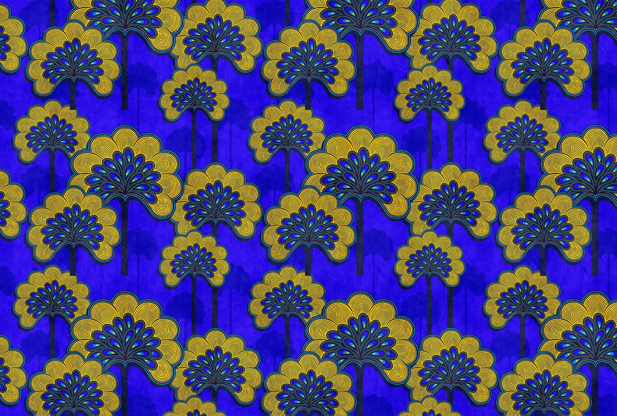 Walls by Patel 3 - Dakar Flower digital print AS Creation Blue-Yellow   DD122800