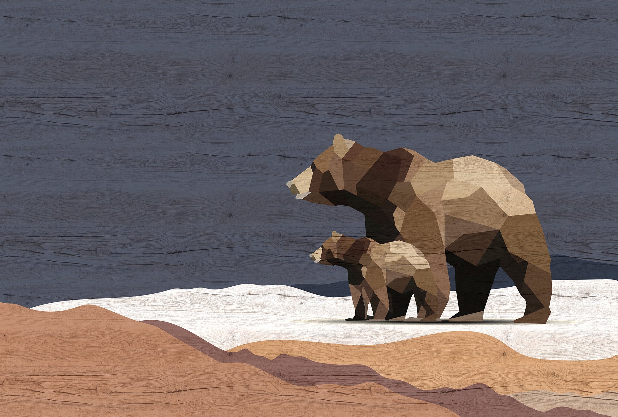 Walls by Patel 3 - Yukon Bears digital print AS Creation Blue   DD122900
