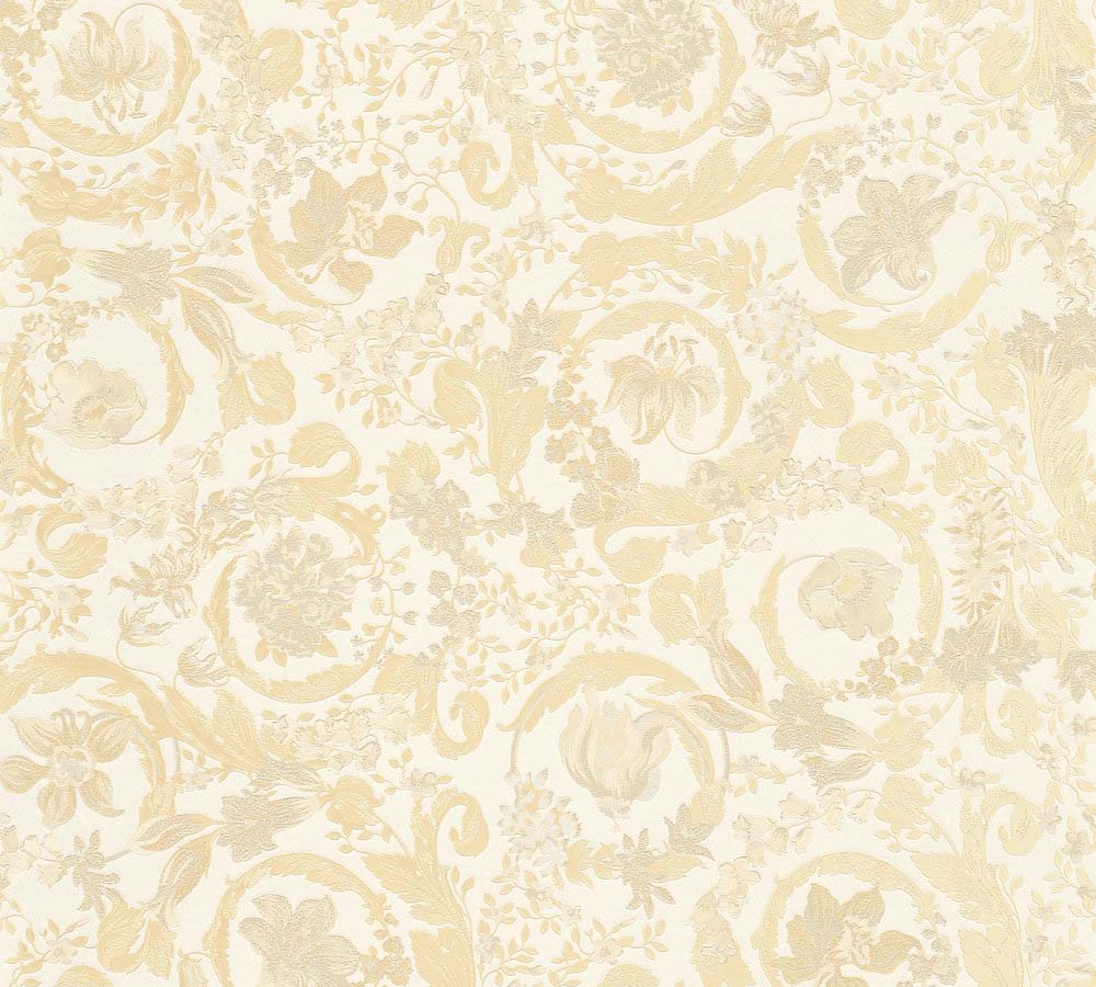 Versace 5 -  Floral Virtus designer wallpaper AS Creation Roll Light Beige  387063