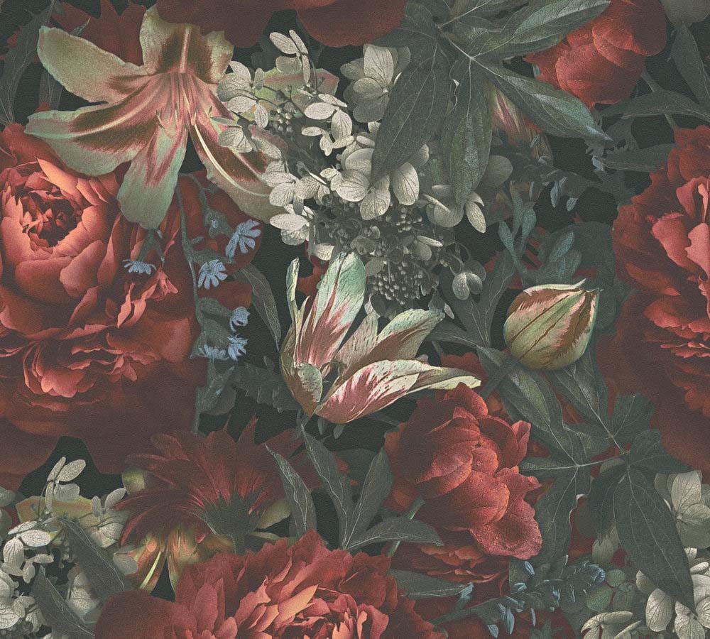 Pint Walls - Floral botanical wallpaper AS Creation Roll Red  385091