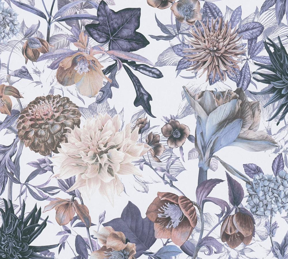 Dream Flowery - Flowers botanical wallpaper AS Creation Roll Blue  381751