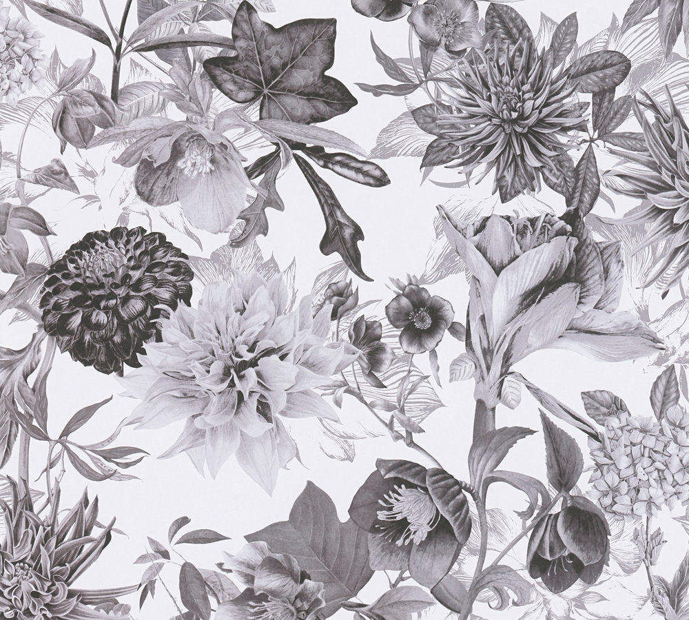Dream Flowery - Flowers botanical wallpaper AS Creation Roll Grey  381753