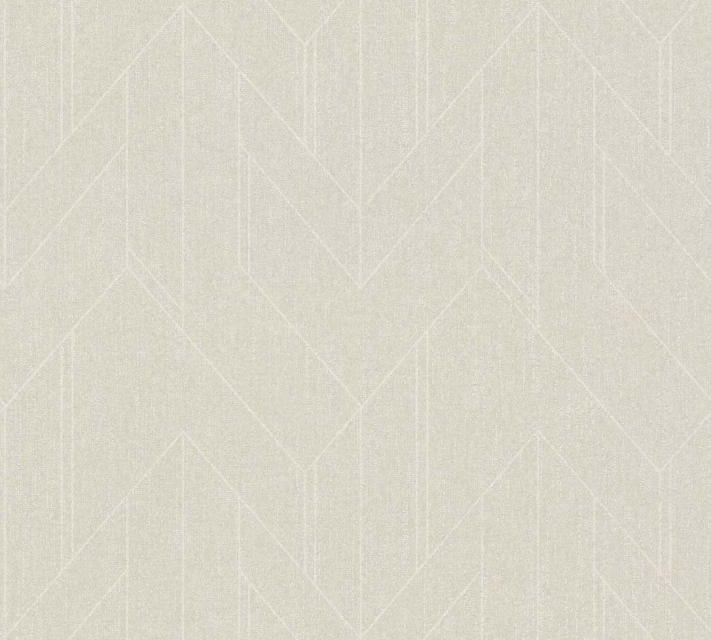 Villa - Glossy Lines geometric wallpaper AS Creation Roll Light Beige  373693
