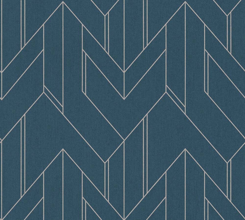 Villa - Glossy Lines geometric wallpaper AS Creation Roll Blue  373695