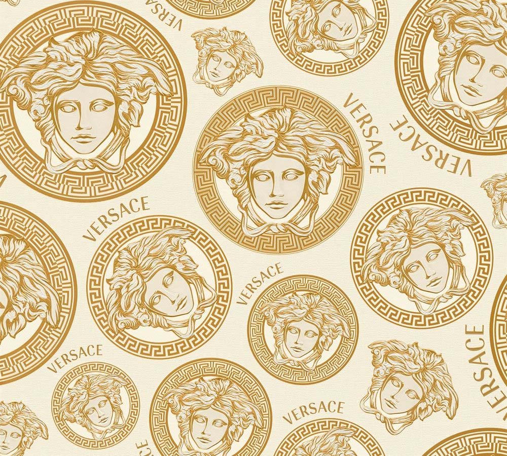Versace 5 -  Medusa Duo designer wallpaper AS Creation Roll Gold  386115