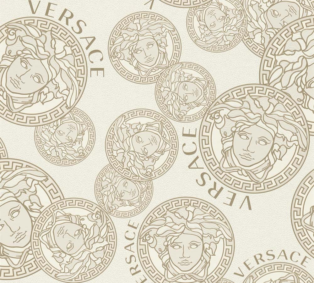 Versace 5 -  Medusa Duo designer wallpaper AS Creation Roll Dark White  386103