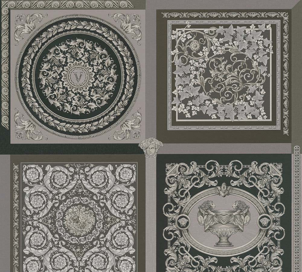 Versace 5 -  Mosaic designer wallpaper AS Creation Roll Silver  387044