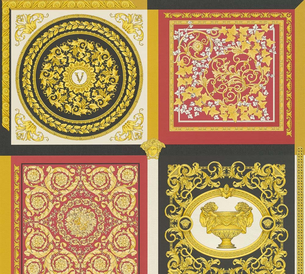 Versace 5 -  Mosaic designer wallpaper AS Creation Roll Red  387046