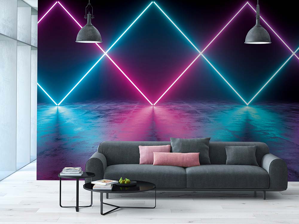 The Wall - Neon Lights Wallpaper in Purple smart walls AS Creation