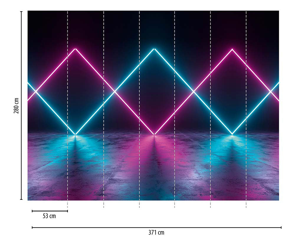 The Wall - Neon Lights Wallpaper in Purple smart walls AS Creation