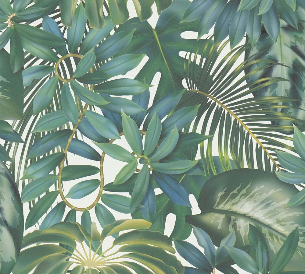 Pint Walls - Jungle Leaves botanical wallpaper AS Creation Roll Green  387201