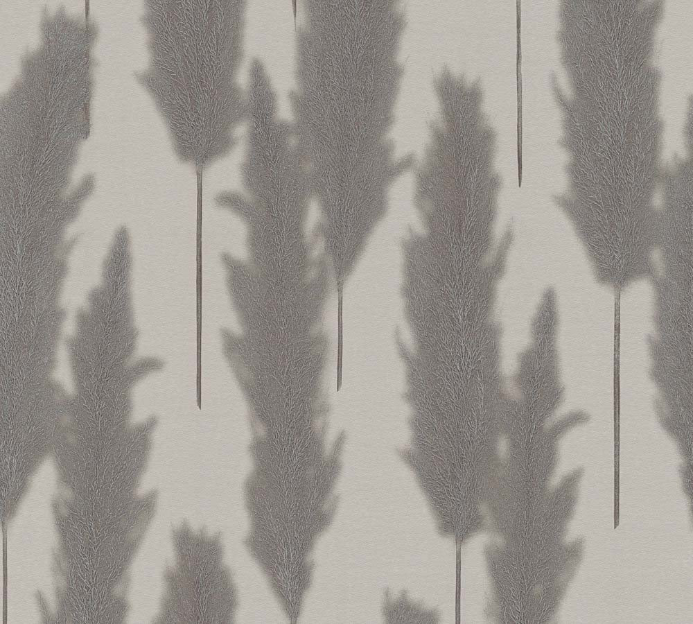 Hygge 2 -  Pampas Grass botanical wallpaper AS Creation Roll Dark Grey  386314