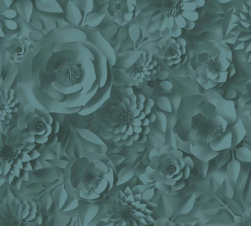 Pint Walls -  3D Effect Roses botanical wallpaper AS Creation Roll Blue  387184