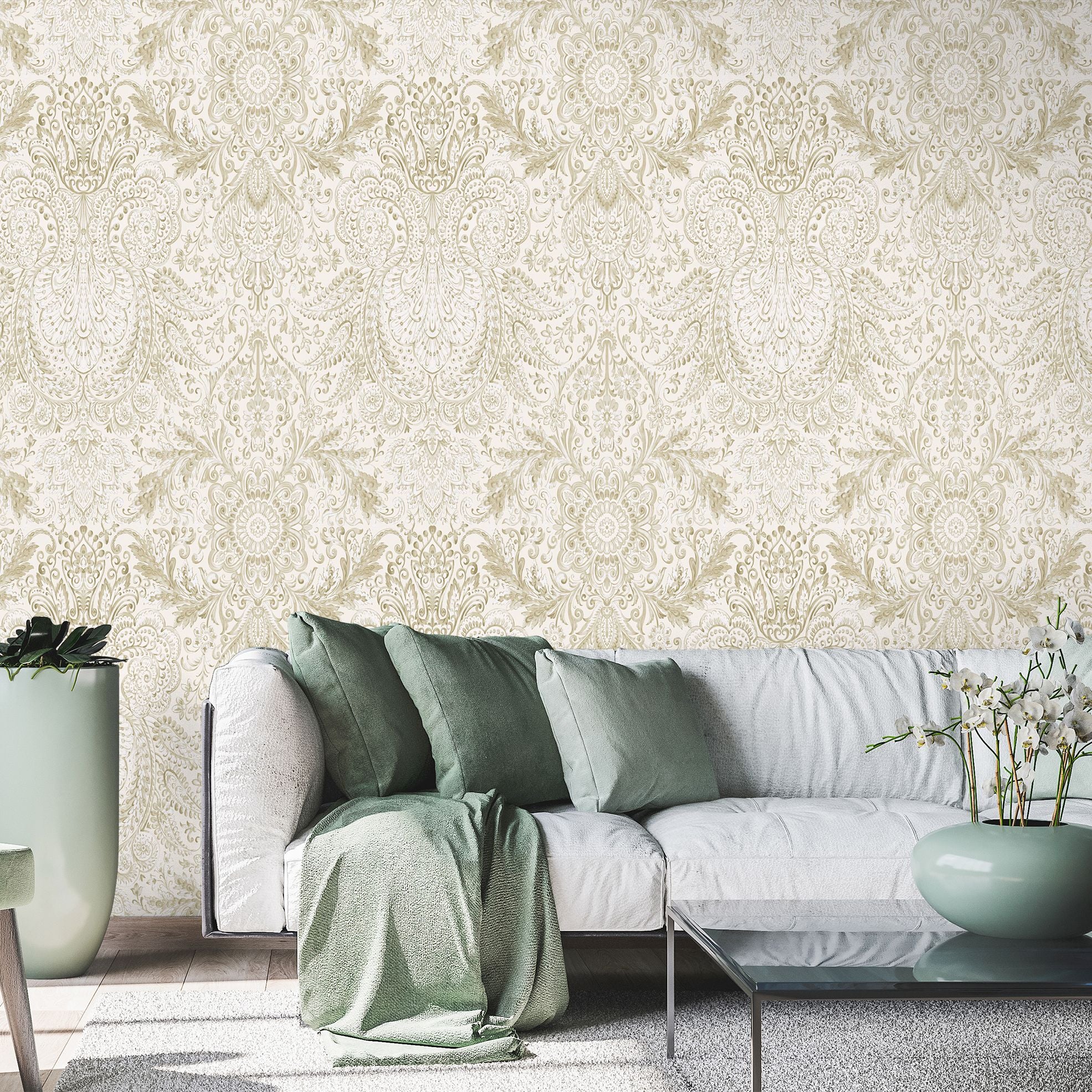 Tropical Dream  - Tahiti damask wallpaper Hohenberger    
