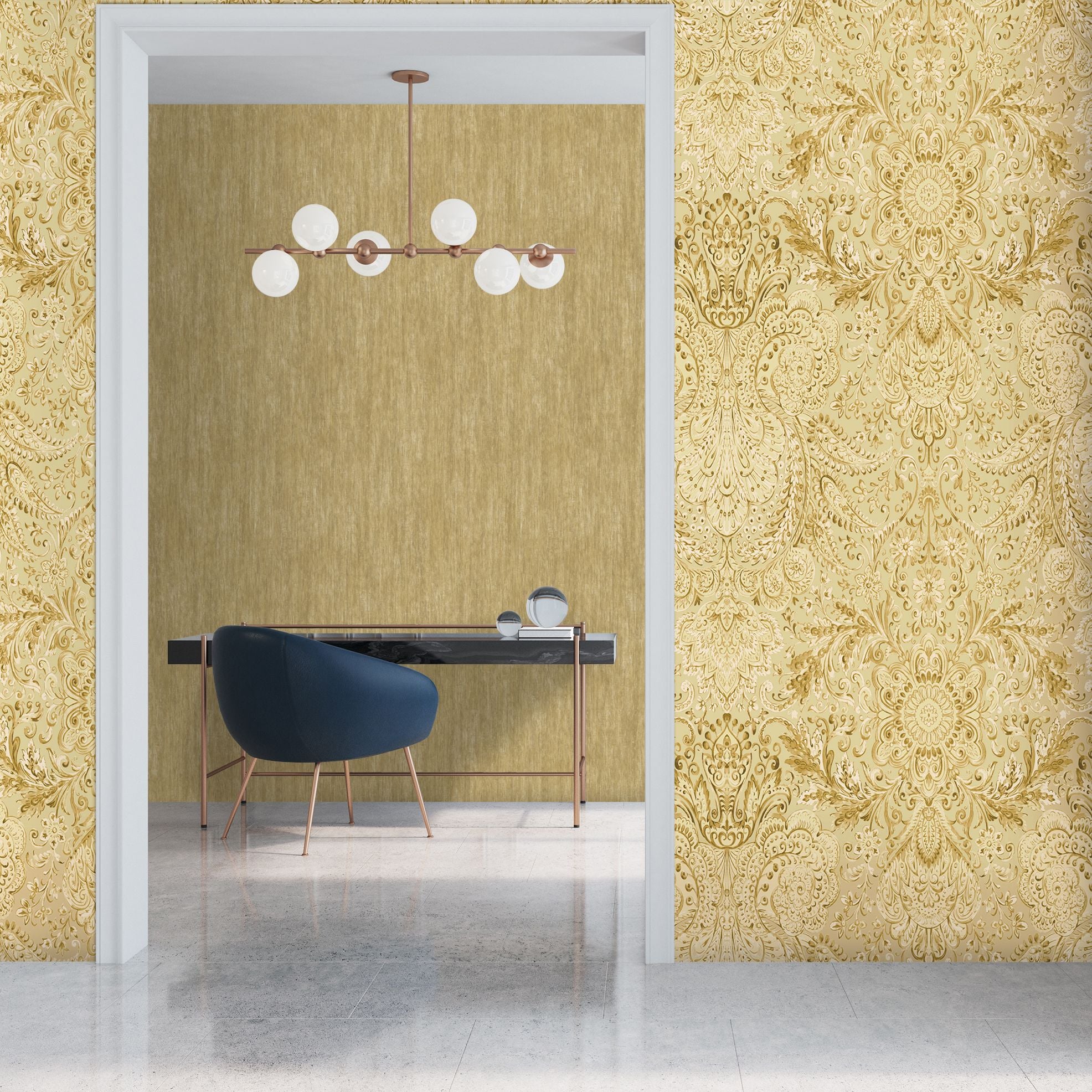 Tropical Dream  - Tahiti damask wallpaper Hohenberger    