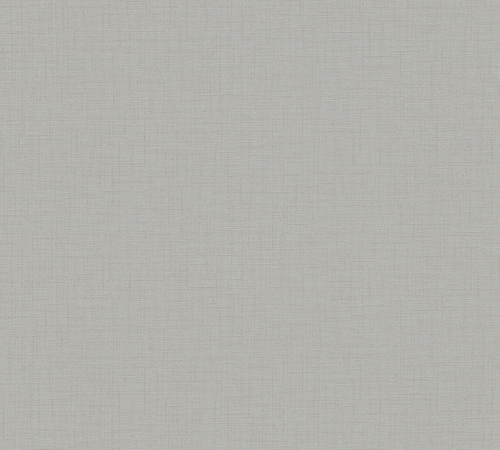 My Home My Spa - Linen Luxury Textile Look plain wallpaper AS Creation Roll Grey  387122