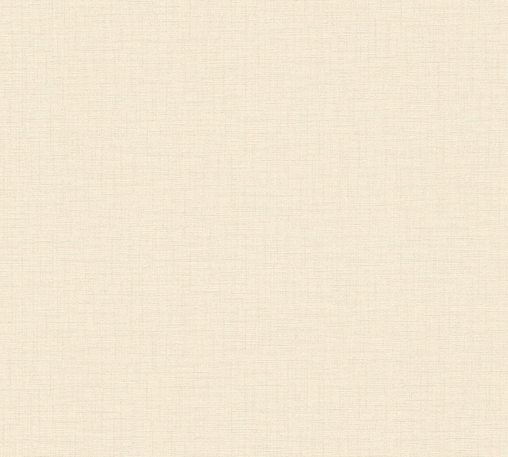 My Home My Spa - Linen Luxury Textile Look plain wallpaper AS Creation Roll Light Cream  387131