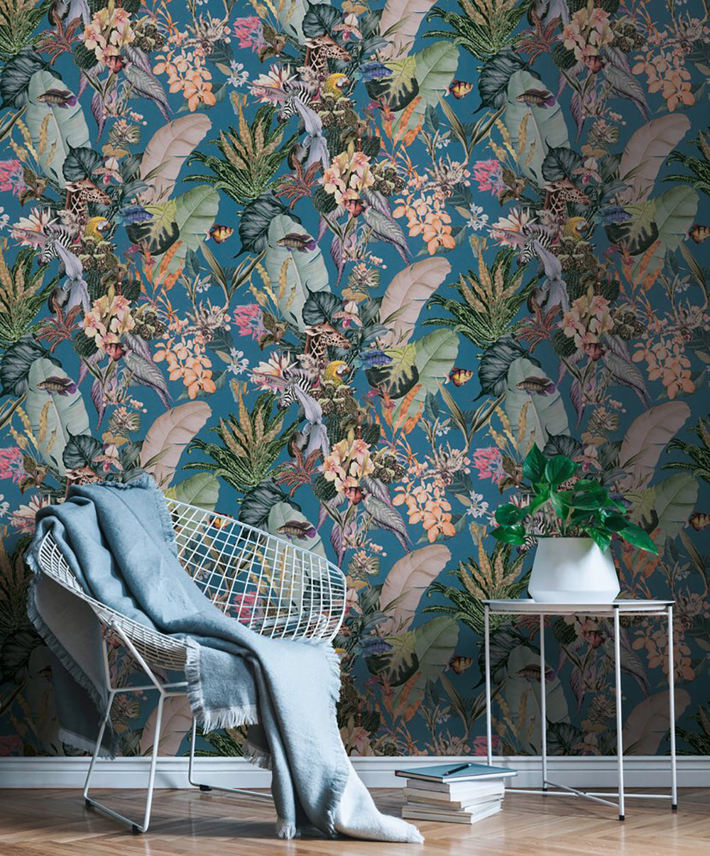 Dream Flowery - Tropical Animals botanical wallpaper AS Creation    