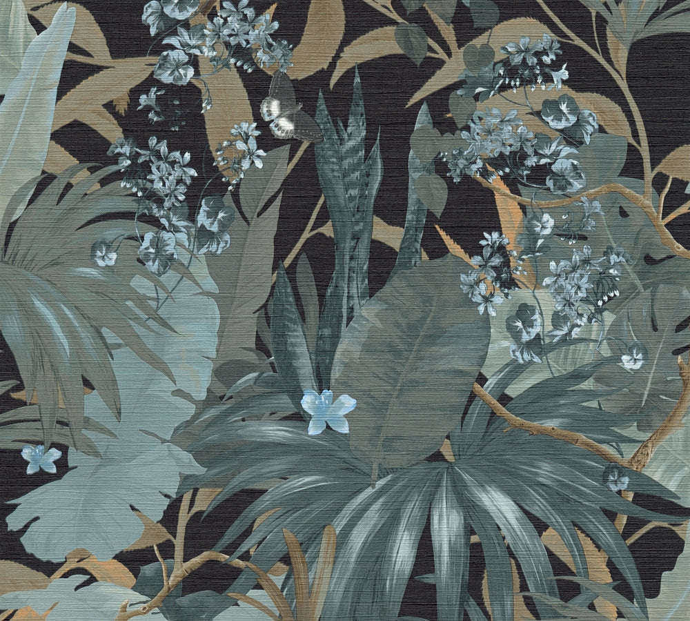 Desert Lodge - Urban Jungle botanical wallpaper AS Creation Roll Blue  385222