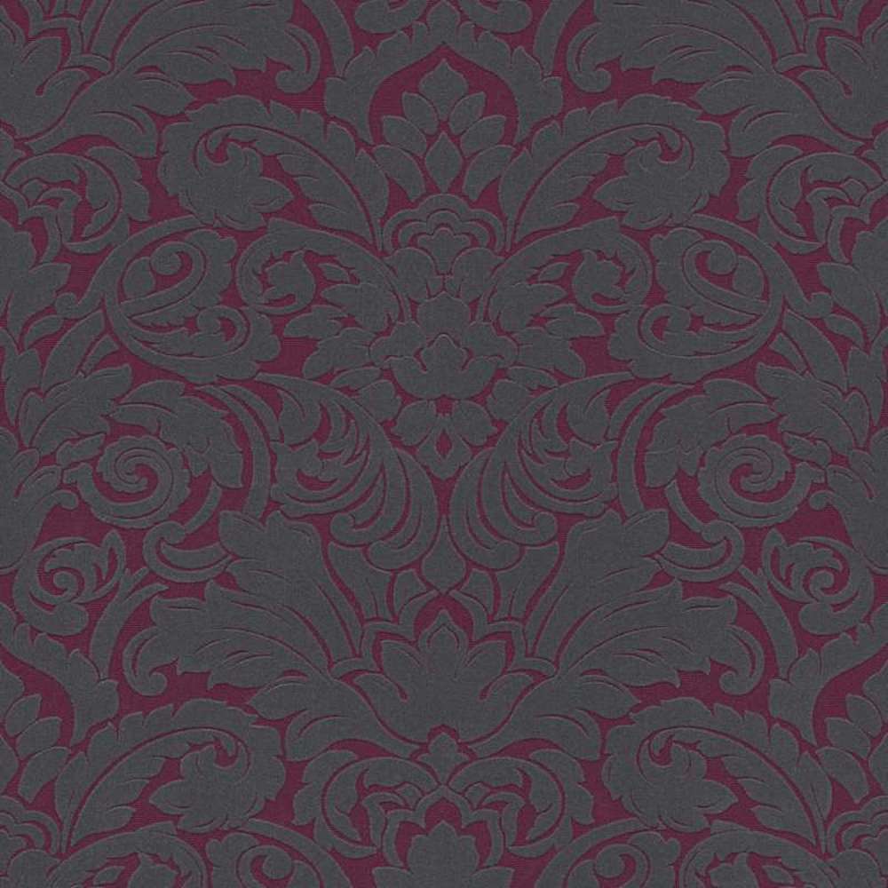 Castello - Flocked Damask textile wallpaper AS Creation Roll Dark Purple  335835