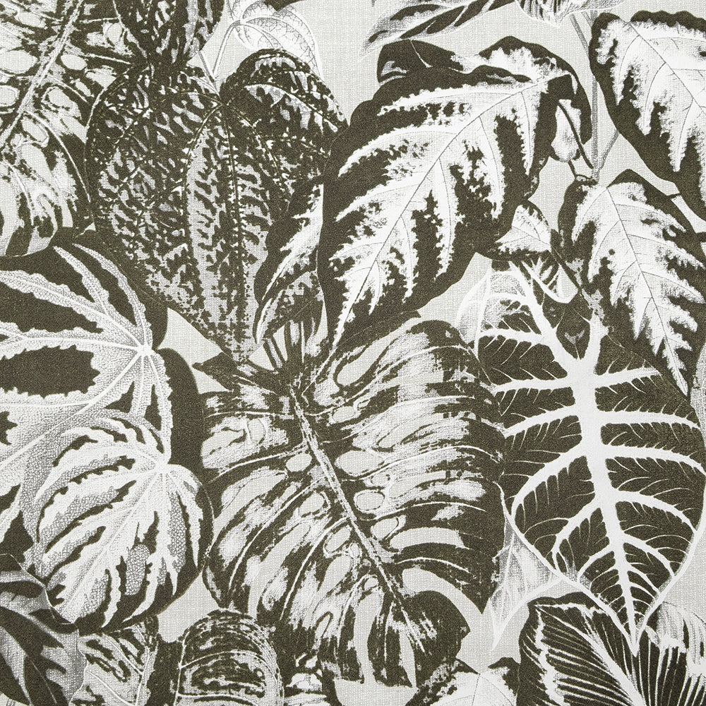 Feel - Flocked Elephant Leaf botanical wallpaper Hohenberger Roll Grey  81263-HTM