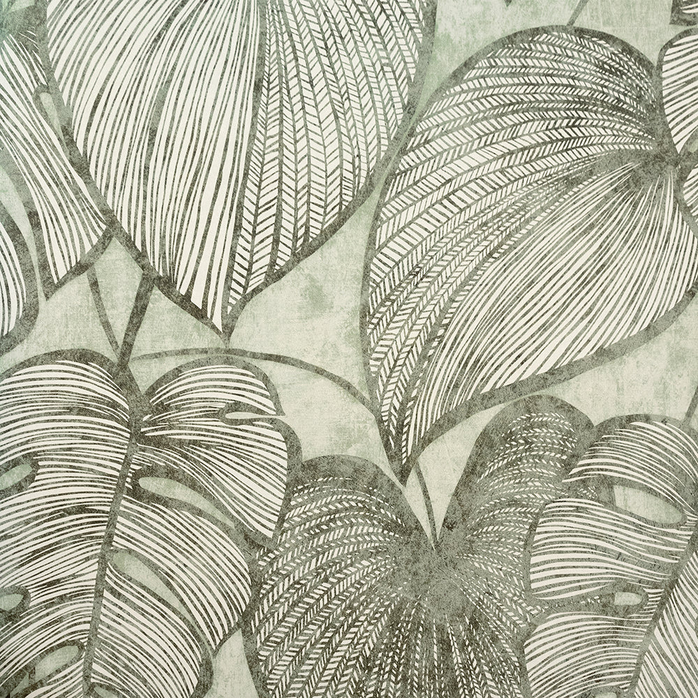 Julie Feels Home - Monstera botanical wallpaper Hohenberger Roll Olive Sage  26935-HTM