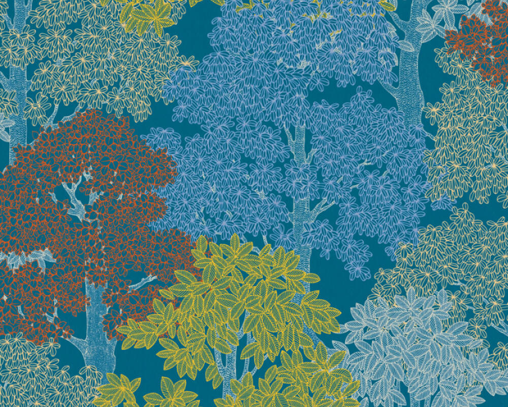 Floral Impression - Whispering Leaves botanical wallpaper AS Creation Roll Blue  377531