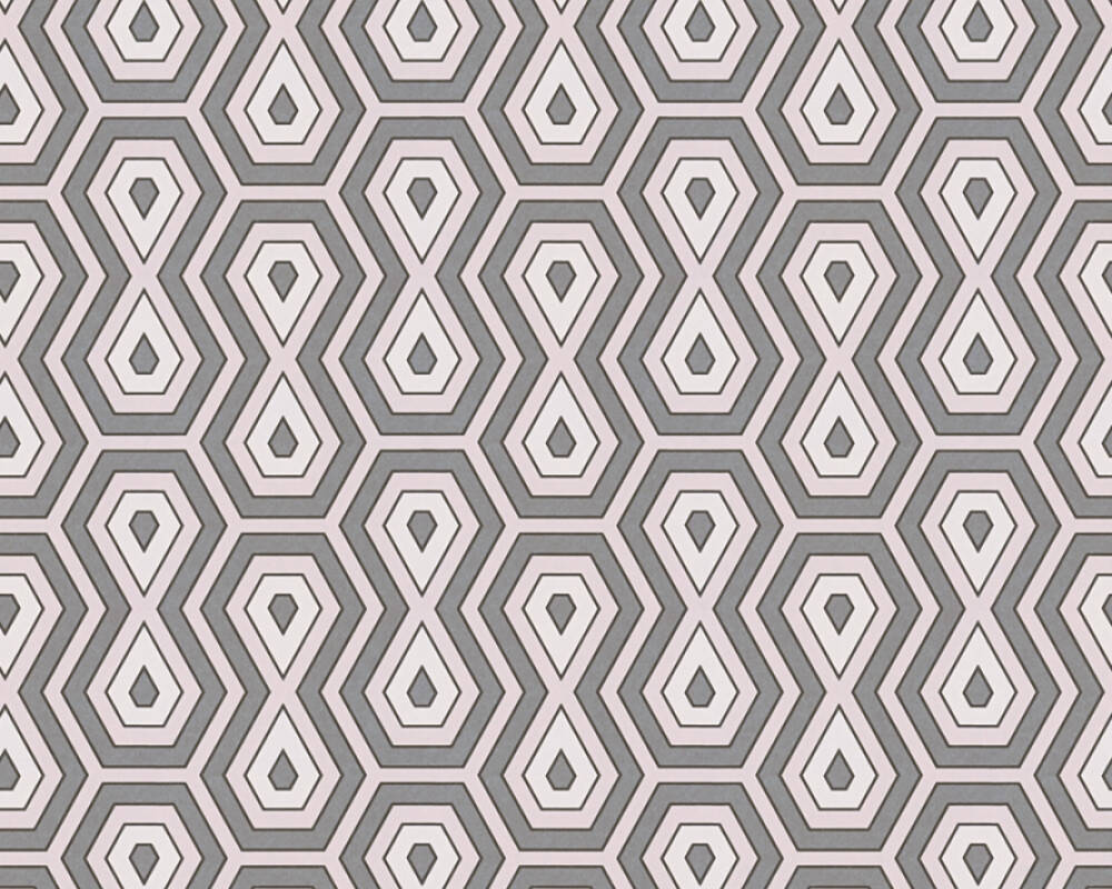 Jungle Chic - Tropical Geometrics geometric wallpaper AS Creation Roll Grey  377077
