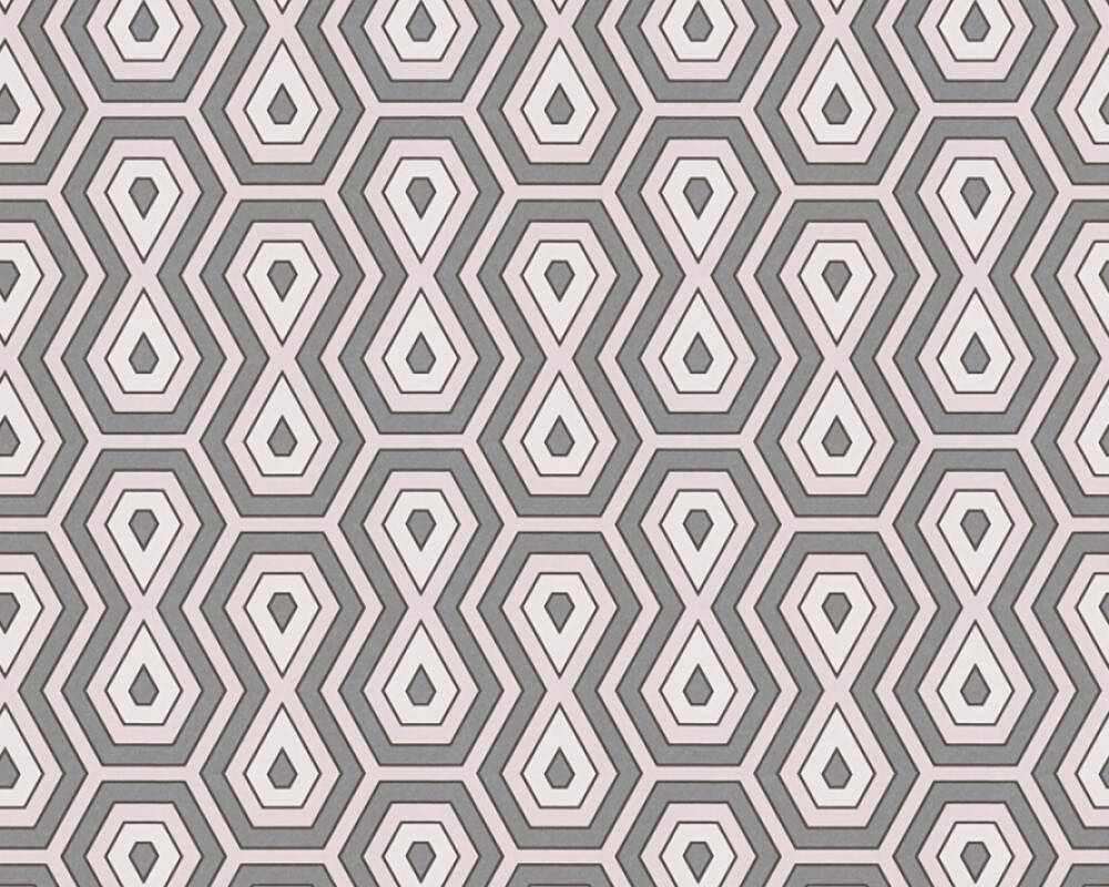 Jungle Chic - Tropical Geometrics geometric wallpaper AS Creation Roll Grey  377077