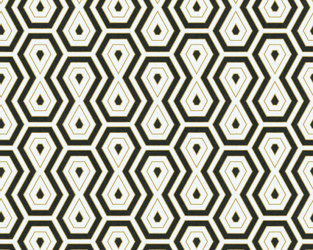 Jungle Chic - Tropical Geometrics geometric wallpaper AS Creation Roll Black  377075