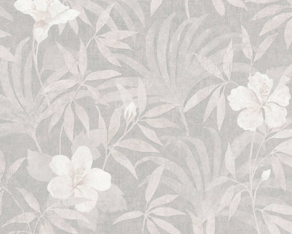 Cuba - Caribbean Flair botanical wallpaper AS Creation Sample Light Grey  380284-S