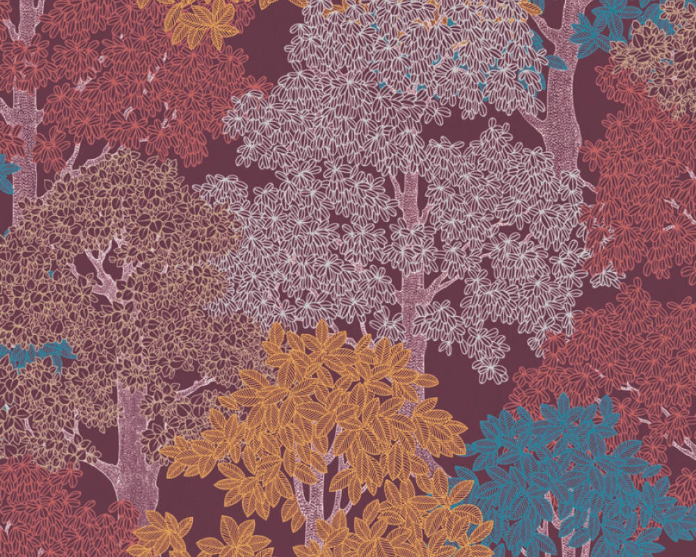 Floral Impression - Whispering Leaves botanical wallpaper AS Creation Roll Dark Red  377533