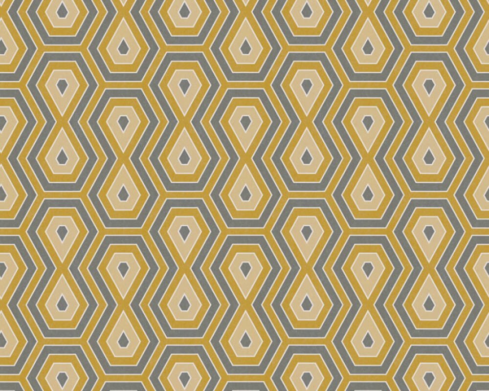 Jungle Chic - Tropical Geometrics geometric wallpaper AS Creation Roll Yellow  377074