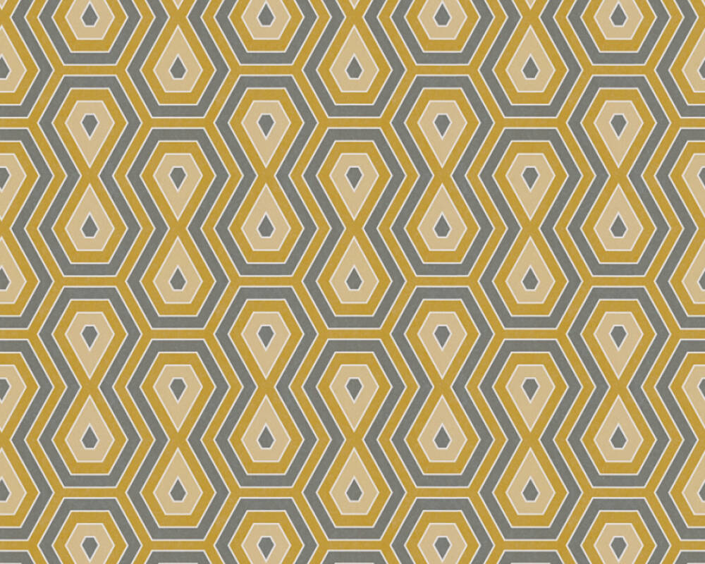 Jungle Chic - Tropical Geometrics geometric wallpaper AS Creation Roll Yellow  377074