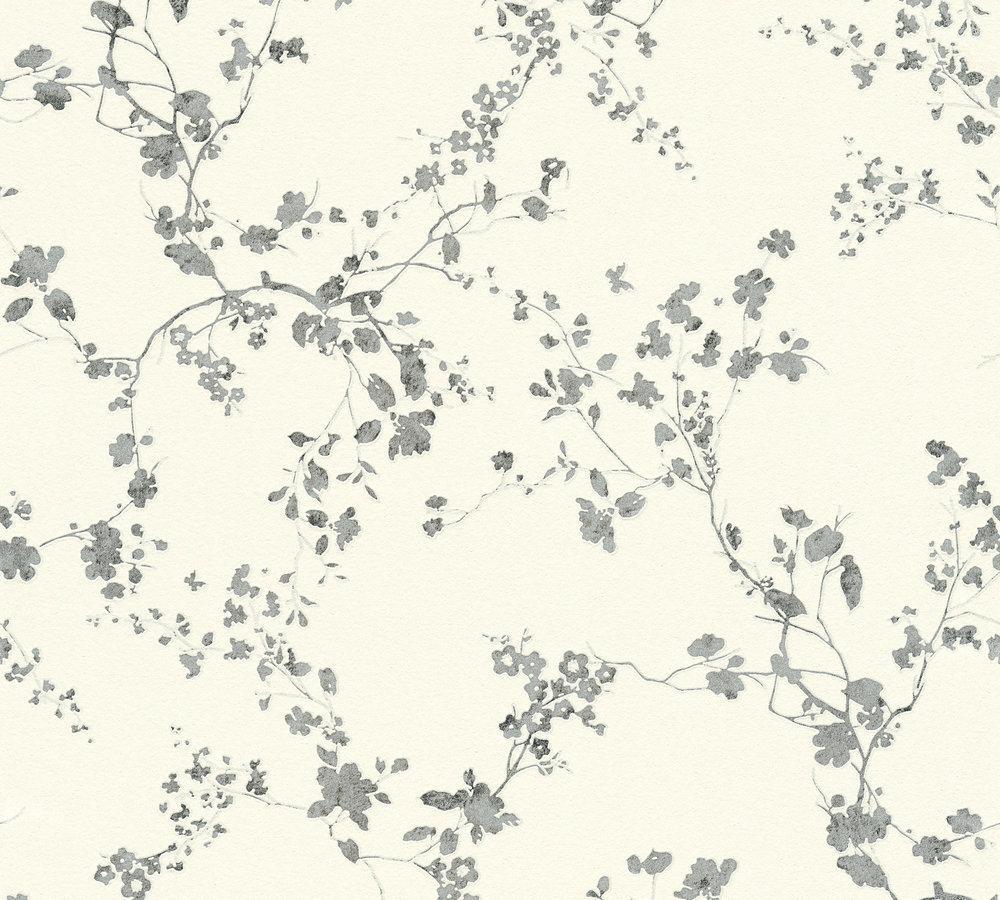 Metropolitan Stories - Country Flowers botanical wallpaper AS Creation Roll Grey  368962