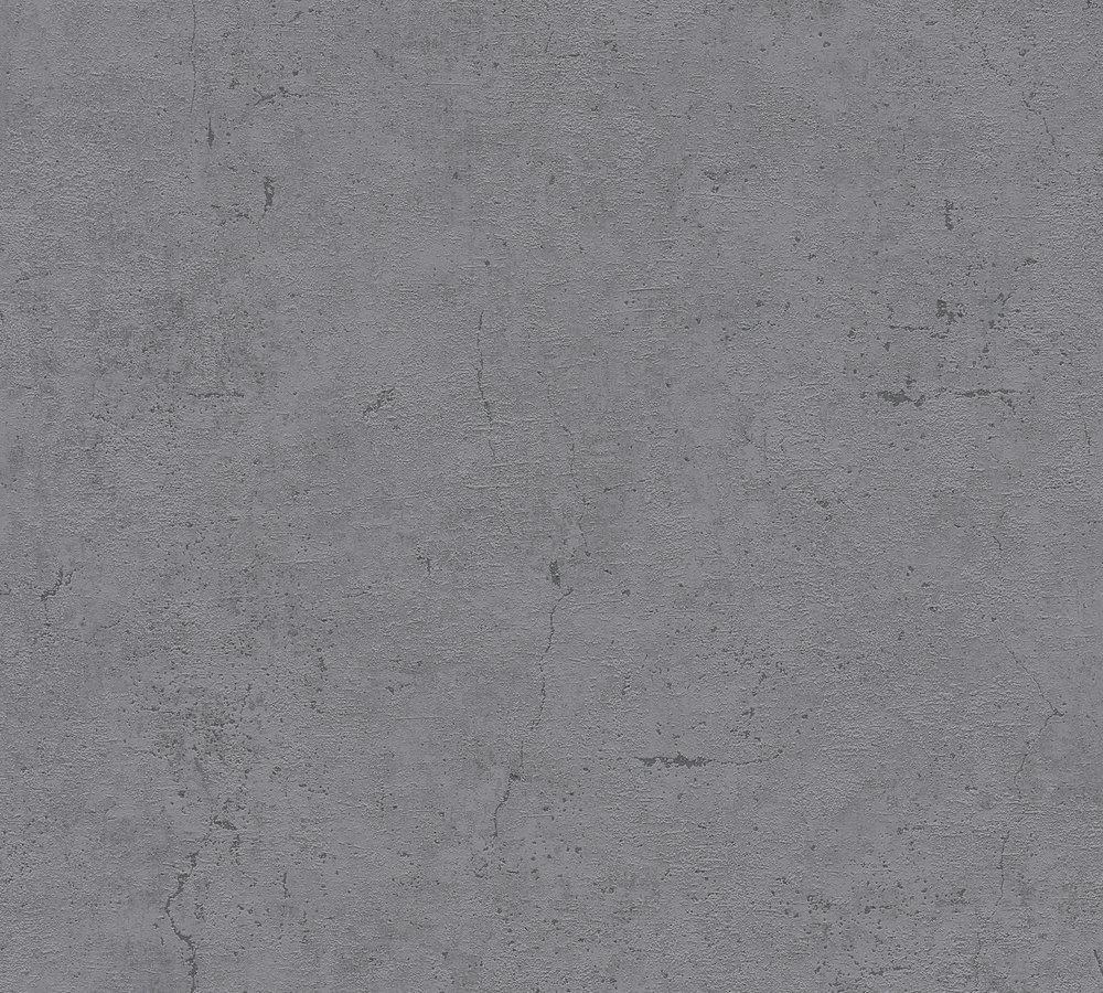 Industrial Elements - Contemporary Concrete plain wallpaper AS Creation Roll Dark Grey  369115