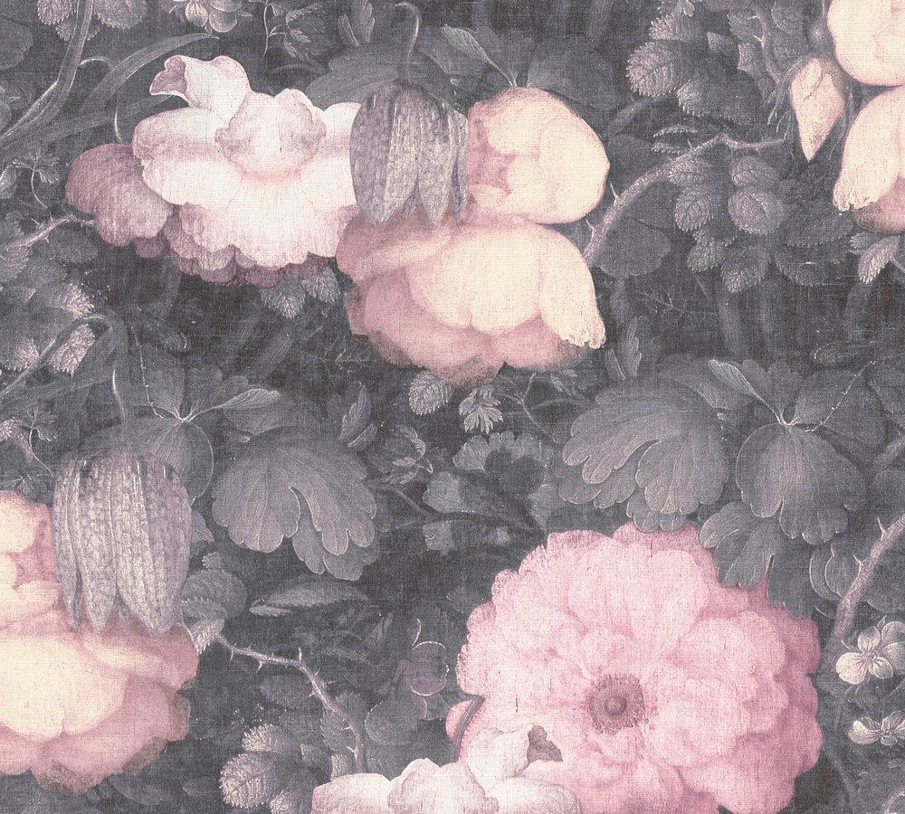 Metropolitan Stories - Floral Canvas botanical wallpaper AS Creation Sample Pink  369212-S