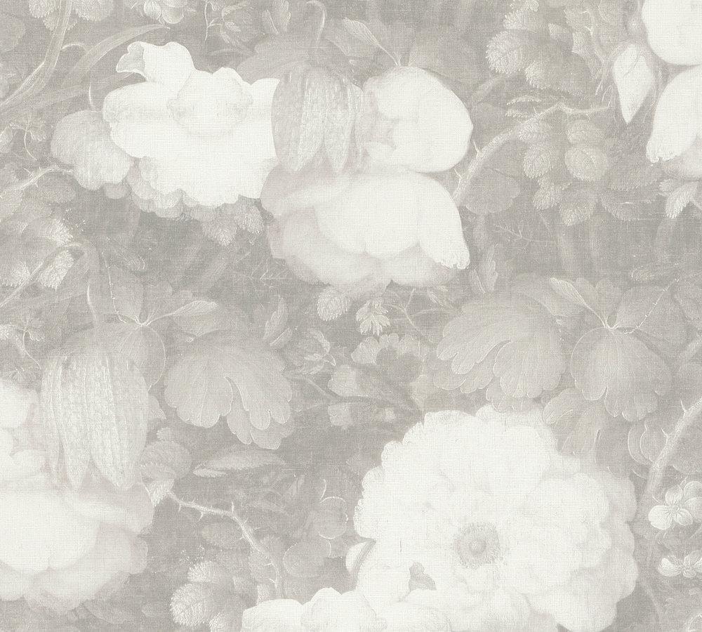 Metropolitan Stories - Floral Canvas botanical wallpaper AS Creation Roll Grey  369214