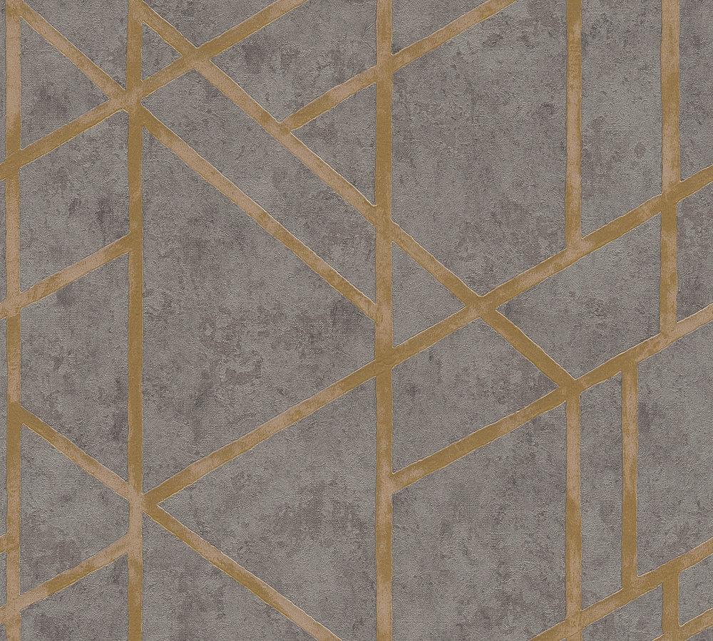 Metropolitan Stories - Lines In Concrete art deco wallpaper AS Creation Roll Gold  369281
