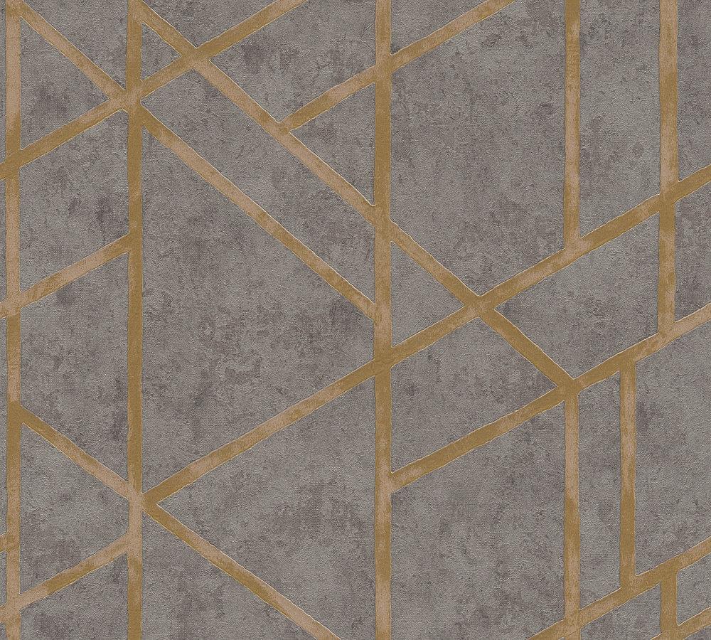 Metropolitan Stories - Lines In Concrete art deco wallpaper AS Creation Roll Gold  369281